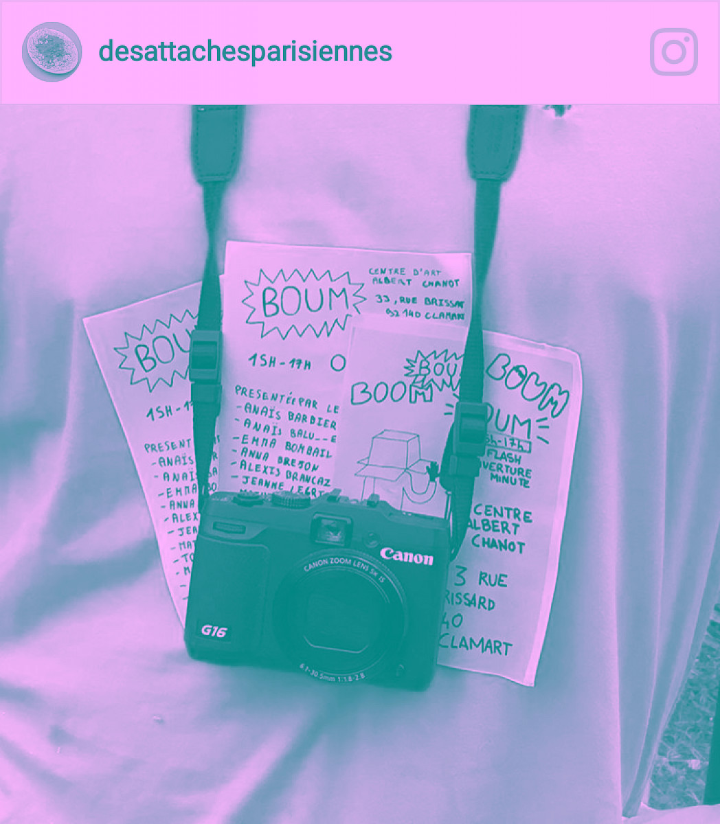 post Instagram des textes et appareil photo, flyer exposition