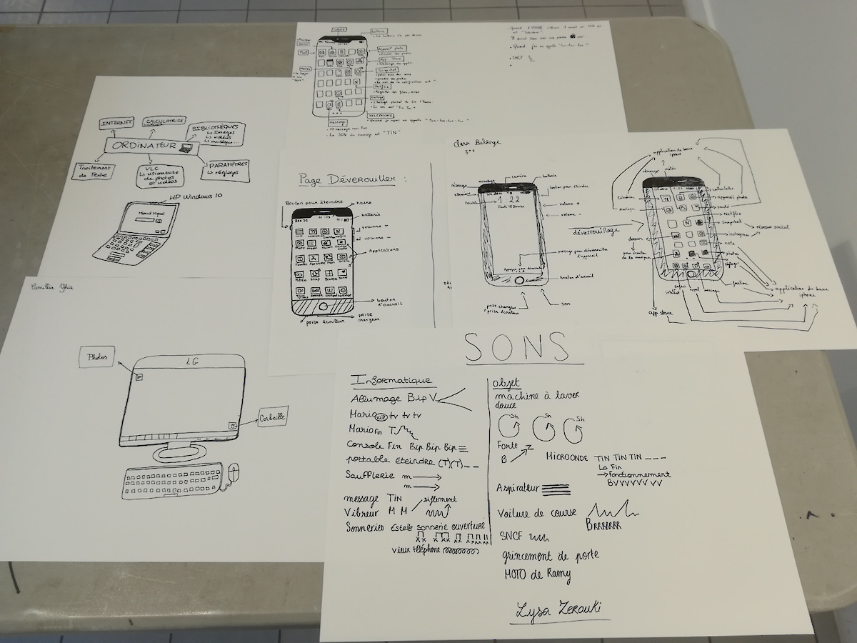 dessins de smartphones, fonctionnement d'un téléphone, bruits et sons d'un téléphone