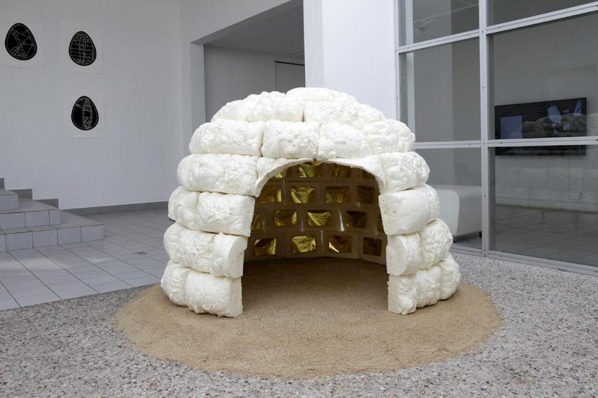 Igloo dans une salle d'exposition - art contemporain